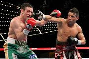 17 March 2012; Matthew Macklin, left, Ireland, exchanges punches with Sergio Martinez, Argentina, during their WBC Middleweight Title Fight. Martinez won via 11th round TKO. Madison Square Garden, New York, USA. Picture credit: Ed Mulholland / SPORTSFILE