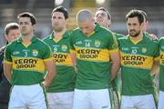 18 March 2012; Kieran Donaghy, Kerry, 14, and team-mates, including Aidan O'Mahony, 3, Bryan Sheehan, 9, and Paul Galvin, 10, during a minute silence ahead of the game, in memory of his late father Oliver Donaghy. Allianz Football League, Division 1, Round 5, Cork v Kerry, Pairc Ui Chaoimh, Cork. Picture credit: Stephen McCarthy / SPORTSFILE