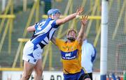 18 March 2012; Cian Dillon, Clare, in action against Willie Hyland, Laois. Allianz Hurling League, Division 1B, Round 3, Laois v Clare, O'Moore Park, Portlaoise, Co. Laois. Picture credit: Diarmuid Greene / SPORTSFILE