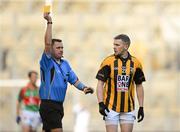 17 March 2012; Brendan McKeown, Crossmaglen Rangers, receives a yellow card from referee Rory Hickey. AIB GAA Football All-Ireland Senior Club Championship Final, Crossmaglen Rangers, Armagh, v Garrycastle, Westmeath. Croke Park, Dublin. Picture credit: Stephen McCarthy / SPORTSFILE