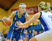 23 March 2012; Rachael Vanderwal, University of Limerick, in action against Claire Rockall, Team Montenotte Hotel Cork. Nivea For Men’s SuperLeague Final 2012, University of Limerick Basketball Club v Team Montenotte Hotel Cork, National Basketball Arena, Tallaght, Dublin. Picture credit: Brendan Moran / SPORTSFILE