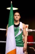 23 March 2012; Katie Taylor, Ireland, holds the Irish flag during the opening ceremony. Women's Boxing International, Ireland v Holland, National Stadium, Dublin. Picture credit: Barry Cregg / SPORTSFILE