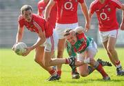 25 March 2012; Patrick Kelly, Cork, in action against Andy Moran, Mayo. Allianz Football League Division 1, Round 6, Mayo v Cork, McHale Park, Castlebar, Co. Mayo. Picture credit: Pat Murphy / SPORTSFILE