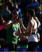 23 July 2017; Thomas Barr of Ferrybank AC, Co. Waterford, is congratulated by Paul Byrne of St Abbans AC, Laois, after winning the Men's 400m hurdles during the Irish Life Health National Senior Track & Field Championships – Day 2 at Morton Stadium in Santry, Co. Dublin. Photo by Sam Barnes/Sportsfile