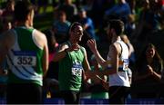 23 July 2017; Thomas Barr of Ferrybank AC, Co. Waterford, is congratulated by Paul Byrne of St Abbans AC, Laois, after winning the Men's 400m hurdles during the Irish Life Health National Senior Track & Field Championships – Day 2 at Morton Stadium in Santry, Co. Dublin. Photo by Sam Barnes/Sportsfile