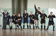 27 March 2012; Players from University College Cork celebrate after beating I.T. Carlow in a penalty shoot-out in the final. Colleges and Universities Futsal National Cup Finals, Gormanston, College, Gormanston, Co. Meath. Photo by Sportsfile