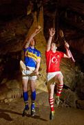 28 March 2012; Tipperary’s John O’Brien and Cork’s Paudie O'Sullivan were on the Tipperary and Cork border today, at Mitchelstown Cave, as part of the GAA’s promotion of the Allianz Leagues. This Sunday, April 1st, Tipperary will host Cork in Semple Stadium in the final round of the Allianz Hurling League, Division 1A. Mitchelstown Caves, Cahir, Co. Tipperary. Picture credit: Diarmuid Greene  / SPORTSFILE