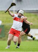 26 July 2017; Odhran McKeever of Derry in action against Mark Fisher of Down during the Bord Gáis Energy Ulster GAA Hurling U21 Championship Final match between Derry and Down at Corrigan Park in Belfast. Photo by Oliver McVeigh/Sportsfile