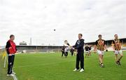 1 April 2012; Cian Loy, left, and Eoin Croghan, O'Loughlin Gaels Gaa Club, knock around as the Kilkenny footballers make their way in from their warm up. Allianz Football League Division 4, Round 7, Kilkenny v London, Nowlan Park, Kilkenny. Picture credit: Brian Lawless / SPORTSFILE