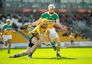 1 April 2012; Cathal Chaplin, Clare, in action against David Kenny, Offaly. Allianz Hurling League Division 1B, Round 5, Offaly v Clare, O'Connor Park, Tullamore, Co. Offaly. Photo by Sportsfile