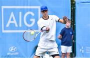 29 July 2017; Peter Kobelt of USA in action against Adrien Bossel of Switzerland during their Men's singles finals match at the AIG Irish Open Tennis Championships at Fitzwilliam Lawn Tennis Club, in Winton Road, Ranelagh, Dublin. Photo by Matt Browne/Sportsfile