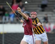 1 April 2012; Eoin Larkin, Kilkenny, challenges David Collins, Galway. Allianz Hurling League Division 1A, Round 5, Kilkenny v Galway, Nowlan Park, Kilkenny. Picture credit: Brian Lawless / SPORTSFILE