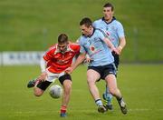 4 April 2012; Cathal Bellew, Louth, in action against Jack McCaffrey, centre, and Daniel Byrne, Dublin. Cadburys Leinster GAA Football Under 21 Championship Final, Dublin v Louth, Pairc Tailteann, Navan, Co. Meath. Picture credit: Barry Cregg / SPORTSFILE