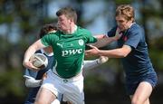 5 April 2012; Fergal Cleary, Ireland, is tackled by Yoan Le Bourhis and Harris Aounallah, France. U18 Clubs International, Ireland v France, Templeville Road, Dublin. Picture credit: Matt Browne / SPORTSFILE