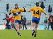 7 April 2012; Nicky O'Connell, left, and Colin Ryan, Clare, celebrate at the final whistle after victory over Limerick. Allianz Hurling League Division 1B Final, Limerick v Clare, Gaelic Grounds, Limerick. Picture credit: Diarmuid Greene / SPORTSFILE