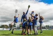 2 August 2017; Devin Toner, left, and Josh Van der Flier of Leinster pictured with kids Tom Clarke, Benjamin Brogan, Antonio Nicolletti, Elaine Hickey and Sophie O'Connor during a Bank of Ireland Leinster Rugby Summer Camp at Donnybrook Stadium in Donnybrook, Dublin. Photo by David Fitzgerald/Sportsfile