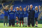 2 August 2017; Josh Van der Flier and Devin Toner of Leinster pictured with kids Tom Clarke, Benjamin Rogan, Antonio Nicolletti, Elaine Hickey and Sophie O'Connor during a Bank of Ireland Leinster Rugby Summer Camp at Donnybrook Stadium in Donnybrook, Dublin. Photo by David Fitzgerald/Sportsfile