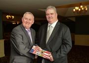 13 April 2012; Uachtarán Chumann Lúthchleas Gael Criostóir Ó Cuana and NACB Chairman Joe Lydon at the North American County Board Strategic Plan launch. The Heritage Golf & Spa Resort, Killenard, Co. Laois. Picture credit: Ray McManus / SPORTSFILE