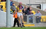 15 April 2012; Paul Morris, Wexford, celebrates scoring his side's second goal. Allianz Hurling League Division 1B Relegtion Play-off, Wexford v Laois, Nowlan Park, Kilkenny. Picture credit: Brian Lawless / SPORTSFILE