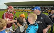 15 April 2012; Dublin manager Anthony Daly shakes hands with Galway's Joe Canning after the game. Allianz Hurling League Division 1A Relegtion Play-off, Galway v Dublin, O'Connor Park, Tullamore, Co. Offaly. Photo by Sportsfile