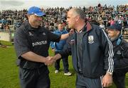 15 April 2012; Dublin manager Anthony Daly, left, shakes hands with Galway manager Anthony Cunningham after the game. Allianz Hurling League Division 1A Relegtion Play-off, Galway v Dublin, O'Connor Park, Tullamore, Co. Offaly. Photo by Sportsfile