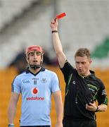 15 April 2012; Ryan O'Dwyer, Dublin, is shown a red card and sent off by referee Barry Kelly. Allianz Hurling League Division 1A Relegtion Play-off, Galway v Dublin, O'Connor Park, Tullamore, Co. Offaly. Photo by Sportsfile