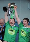 15 April 2012; Fermanagh's Karl Kehoe, left, and Francie McBrien lift the cup. Allianz Hurling League Division 3B Final, Fermanagh v Warwickshire, Parnell Park, Dublin. Picture credit: Ray Lohan / SPORTSFILE