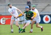 15 April 2012; Cormac Reilly, Meath, in action against David Harney, left, and Leo Quinn, Kildare. Allianz Hurling League Division 2B Final, Kildare v Meath, Parnell Park, Dublin. Picture credit: Ray Lohan / SPORTSFILE