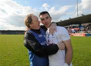 15 April 2012; Klidare Manager Willie Sunderland, left, congratulates Martin Fitzgerald after the final whistle. Allianz Hurling League Division 2B Final, Kildare v Meath, Parnell Park, Dublin. Picture credit: Ray Lohan / SPORTSFILE