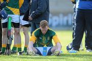 15 April 2012; A dejected Colm O Mealoid, Meath, after the final whistle. Allianz Hurling League Division 2B Final, Kildare v Meath, Parnell Park, Dublin. Picture credit: Ray Lohan / SPORTSFILE