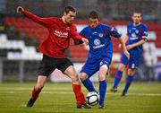 16 April 2012; Lee Lynch, Sligo Rovers, in action against Declan Caddell, Crusaders. Setanta Sports Cup Semi-Final, First Leg, Crusaders v Sligo Rovers, Seaview, Belfast, Co. Antrim. Picture credit: Oliver McVeigh / SPORTSFILE
