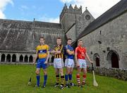 18 April 2012; Inter county hurlers, from left, Clare’s Pat Donnellan, Kilkenny’s Richie Power, Tipperary’s Pa Bourke, and Cork’s Lorcan McLaughlin, in Holycross Abbey, Thurles, Co. Tipperary, as part of the GAA’s promotion of the Allianz Leagues. This Sunday, April 22nd, in Semple Stadium, Thurles, Kilkenny take on Clare in the first of the Allianz Hurling League Division 1A Semi-Finals at 2pm, while at 4pm Tipperary take on Cork in the other Semi-Final. Holycross Abbey, Thurles, Co. Tipperary. Picture credit: Matt Browne  / SPORTSFILE