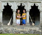 18 April 2012; Kilkenny’s Richie Power, left, and Clare’s Pat Donnellan in Holycross Abbey, Thurles, Co. Tipperary, as part of the GAA’s promotion of the Allianz Leagues. This Sunday, April 22nd, in Semple Stadium, Thurles, Kilkenny take on Clare in the first of the Allianz Hurling League Division 1A Semi-Finals at 2pm, while at 4pm Tipperary take on Cork in the other Semi-Final. Holycross Abbey, Thurles, Co. Tipperary. Picture credit: Matt Browne  / SPORTSFILE