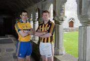 18 April 2012; Clare’s Pat Donnellan, left, and Kilkenny’s Richie Power were in Holycross Abbey, Thurles, Co. Tipperary, as part of the GAA’s promotion of the Allianz Leagues. This Sunday, April 22nd, in Semple Stadium, Thurles, Kilkenny take on Clare in the first of the Allianz Hurling League Division 1A Semi-Finals at 2pm, while at 4pm Tipperary take on Cork in the other Semi-Final. Holycross Abbey, Thurles, Co. Tipperary. Picture credit: Matt Browne  / SPORTSFILE