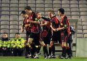 20 April 2012; Ryan McEvoy, second from right, Bohemians, celebrates with team-mates after scoring his side's first goal. Airtricity League Premier Division, Bohemians v Monaghan United, Dalymount Park, Dublin. Picture credit: Brian Lawless / SPORTSFILE