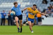 7 August 2017; Donal Ryan of Dublin in action against Seán Rouine of Clare during the Electric Ireland All-Ireland GAA Football Minor Championship Quarter-Final match between Dublin and Clare at O'Moore Park, Portlaoise, in Co. Laois. Photo by Piaras Ó Mídheach/Sportsfile