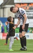 7 August 2017; Shane Grimes of Dundalk is congratulated by a young Dundalk supporter at the end of the EA Sports Cup semi-final match between Galway United and Dundalk at Eamonn Deasy Park, in Galway. Photo by David Maher/Sportsfile