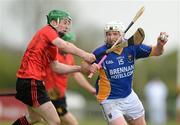 22 April 2012; Andy O'Brien, Wicklow, in action against Michael Hughes, Down. Allianz Hurling League Division 2A Relegation Play-off, Wicklow v Down, Trim, Co. Meath. Photo by Sportsfile
