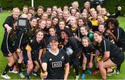 8 August 2017; AIG, proud supporters of women in sport, were in Westmanstown RFC today to facilitate a training session and inspirational talk with the New Zealand Black Ferns as part of their AIG Heroes programme, an initiative that strives to support young kids all over Ireland by giving them a chance to meet sporting role models. As part of the event, Declan O’Rourke, General Manager Ireland presented a cheque to the value of $5,000 to Westmanstown Youth Rugby Club to help support the development of their girls underage rugby structures. Pictured is New Zealand Black Fern Eloise Blackwell with members of Westmanstown RFC. Photo by Ramsey Cardy/Sportsfile