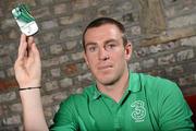 25 April 2012; Republic of Ireland defender Richard Dunne is calling on fans to go green with pride as he  announces the launch of the Three Ireland Samsung Supporters Kit, which includes a limited edition Samsung Galaxy Mini handset preloaded with two of the hottest football Apps for Republic of Ireland supporters; the 3Football App and and the new Three Football Flick Kick game. In attendance at the launch is Republic of Ireland International Richard Dunne. Three's Office, Clarendon Road, Dublin. Picture credit: David Maher / SPORTSFILE
