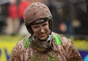 25 April 2012; Jockey Ruby Walsh returns to the weigh room following the Irish Daily Mirror War Of Attrition Novice Hurdle. Punchestown Racing Festival, Punchestown Racecourse, Punchestown, Co. Kildare. Picture credit: Stephen McCarthy / SPORTSFILE