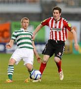 27 April 2012; Daryl Kavanagh, Shamrock Rovers, in action against Ruaidhri Higgins, Derry City. Airtricity League Premier Division, Shamrock Rovers v Derry City, Tallaght Stadium Tallaght, Co. Dublin. Picture credit: Stephen McCarthy / SPORTSFILE