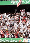 28 April 2012; Ulster fans cheers on their side during the game. Heineken Cup Semi-Final, Ulster v Edinburgh, Aviva Stadium, Lansdowne Road, Dublin. Picture credit: Brendan Moran / SPORTSFILE