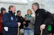 28 April 2012; An Taoiseach Enda Kenny T.D. and FAI chief executive John Delaney at the summit of Croagh Patrick following the Enda's Trek with Trap's Green Army Charity Climb. Croagh Patrick, Murrisk, Carrowmacloughlin, Co. Mayo. Picture credit: Tommy Grealy / SPORTSFILE