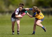 29 April 2012; Charlotte Cooney, Galway, in action against Eimear O'Connor, Clare. Bord Gáis Energy Ladies National Football League, Division 2 Semi-Final, Clare v Galway, St. Rynagh's GAA, Banagher, Co. Offaly. Picture credit: David Maher / SPORTSFILE