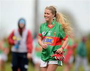 29 April 2012; Sarah Rowe, Mayo, celebrates at the end of the game. Bord Gáis Energy Ladies National Football League, Division 2 Semi-Final, Kerry v Mayo, St. Rynagh's GAA, Banagher, Co. Offaly. Picture credit: David Maher / SPORTSFILE