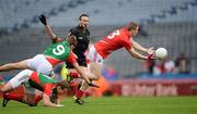 29 April 2012; Colm O'Neill, Cork, in action against Jason Gibbons, 9, and Andy Moran, Mayo. Allianz Football League, Division 1 Final, Cork v Mayo, Croke Park, Dublin. Picture credit: Ray McManus / SPORTSFILE