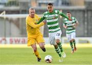 11 August 2017; Graham Burke of Shamrock Rovers in action against Philip Duffy of Glenville during the Irish Daily Mail FAI Cup first round match between Shamrock Rovers and Glenville at Tallaght Stadium in Tallaght, Dublin. Photo by Matt Browne/Sportsfile