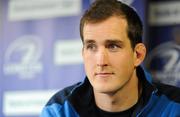 1 May 2012; Leinster lock Devin Toner during a press conference ahead of their Celtic League game against Dragons on Saturday. Leinster Rugby Squad Press Conference, RDS, Ballsbridge, Dublin. Picture credit: Brendan Moran / SPORTSFILE