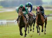 7 May 2012; Takar, with Johnny Murtagh up, on their way to winning the Dylan Thomas European Breeders Fund Tetrarch Stakes from eventual third place Triumphant, with Joseph O'Brien up, right, and eventual fourth place Janey Muddles, with Kevin Manning up. The Curragh Racecourse, The Curragh, Co. Kildare. Picture credit: Matt Browne / SPORTSFILE